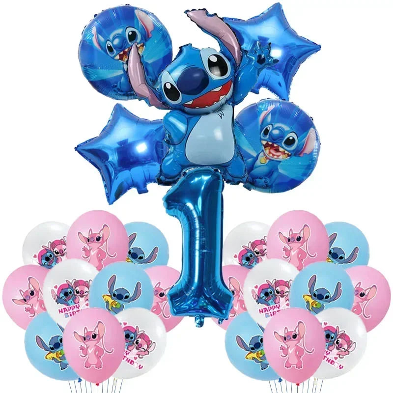 New Lilo & Stitch Birthday Party Decorations Stitch Foil Balloons Disposable Tableware Backdrop Plate Napkin Kids Party Supplies