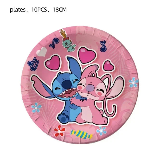 New Lilo & Stitch Birthday Party Decorations Stitch Foil Balloons Disposable Tableware Backdrop Plate Napkin Kids Party Supplies