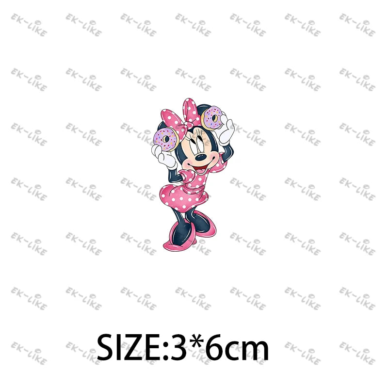 Bowknot Minnie Food Cake Pizza  Iron On Transfer Patches for Clothing DIY T-shirt Applique Decor Stickers on Fabric