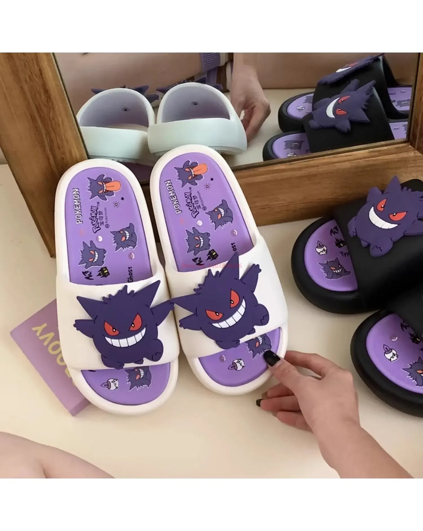 Pokemon Gengar Anime Peripheral Slippers For Men And Women Trendy And Cool Internet Infrared Anti Slip Eva Couple Slipper Gift