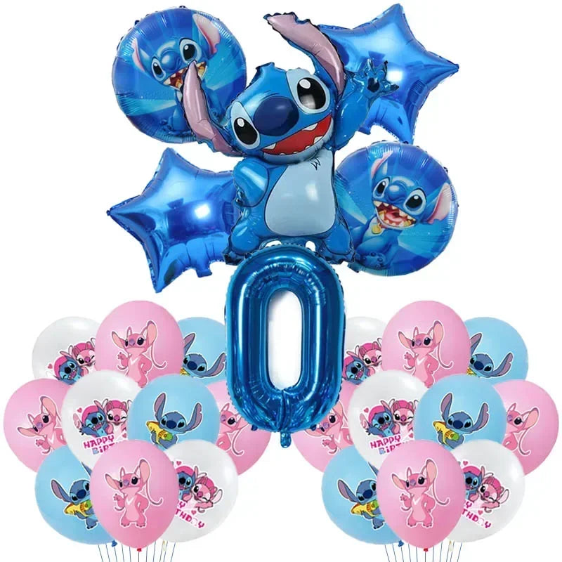 New Lilo & Stitch Birthday Party Decorations Stitch Foil Balloons Disposable Tableware Backdrop Plate Napkin Kids Party Supplies