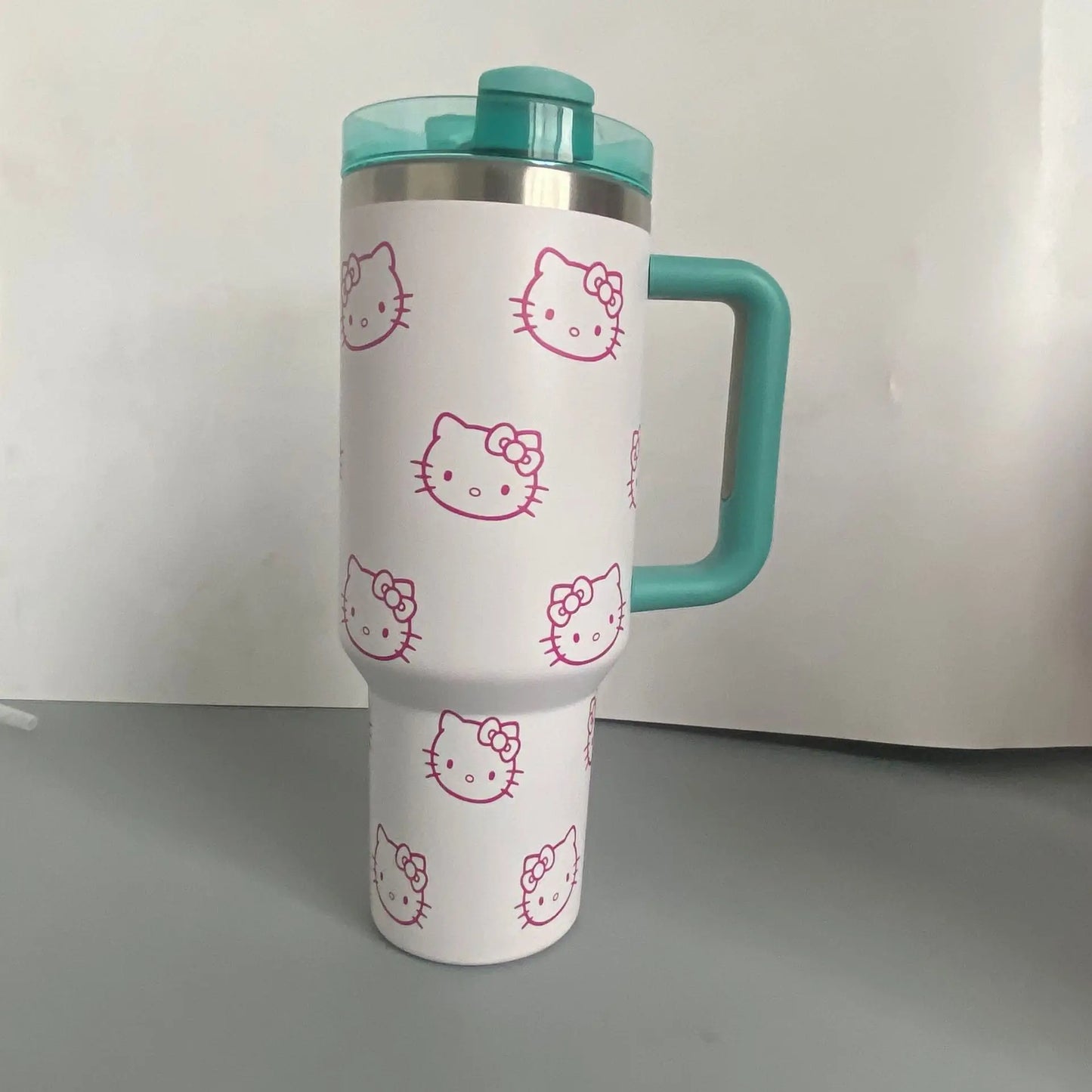 Miniso Sanrio HelloKitty 40Oz Stainless Steel Insulated Mug With Handle Straw Mugs Large Capacity Thermos Drinks Coke Coffee Mug