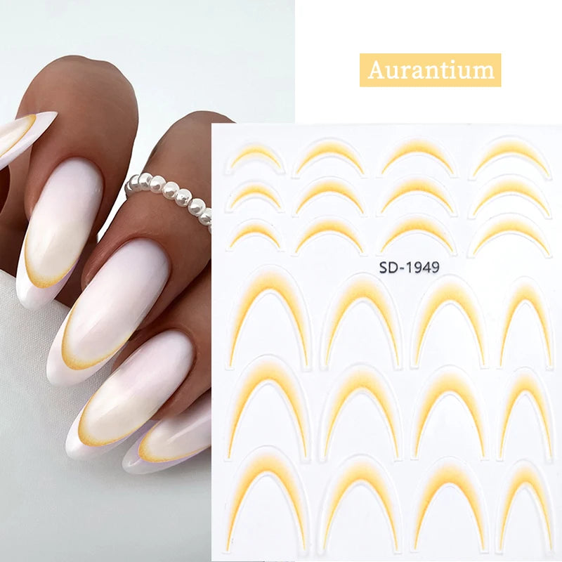 White Black French Line Nail Stickers Stripe 3D Gradient Lines Sliders DIY Stickers for Nails Nail Accessories Manicure Decor