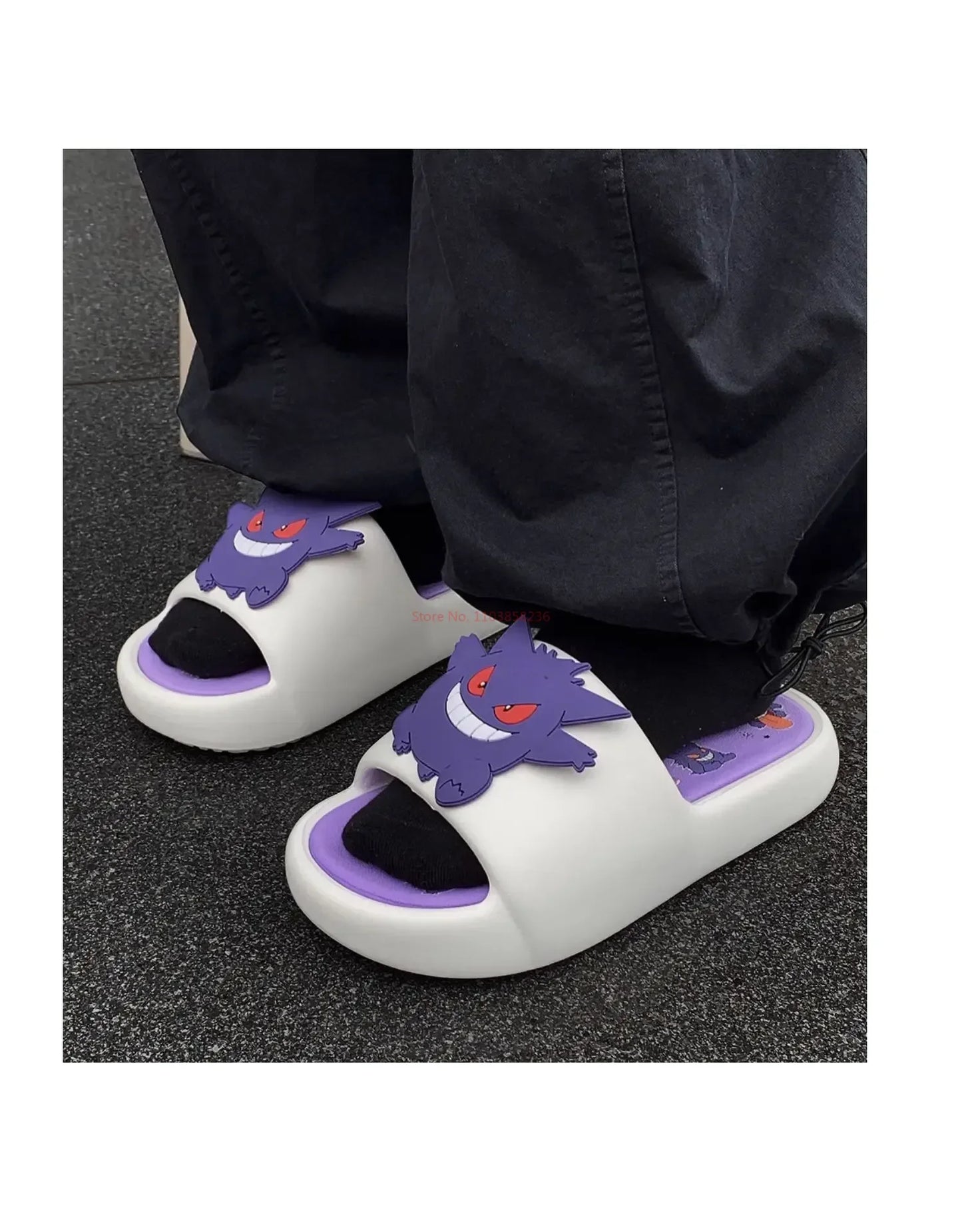 Pokemon Gengar Anime Peripheral Slippers For Men And Women Trendy And Cool Internet Infrared Anti Slip Eva Couple Slipper Gift