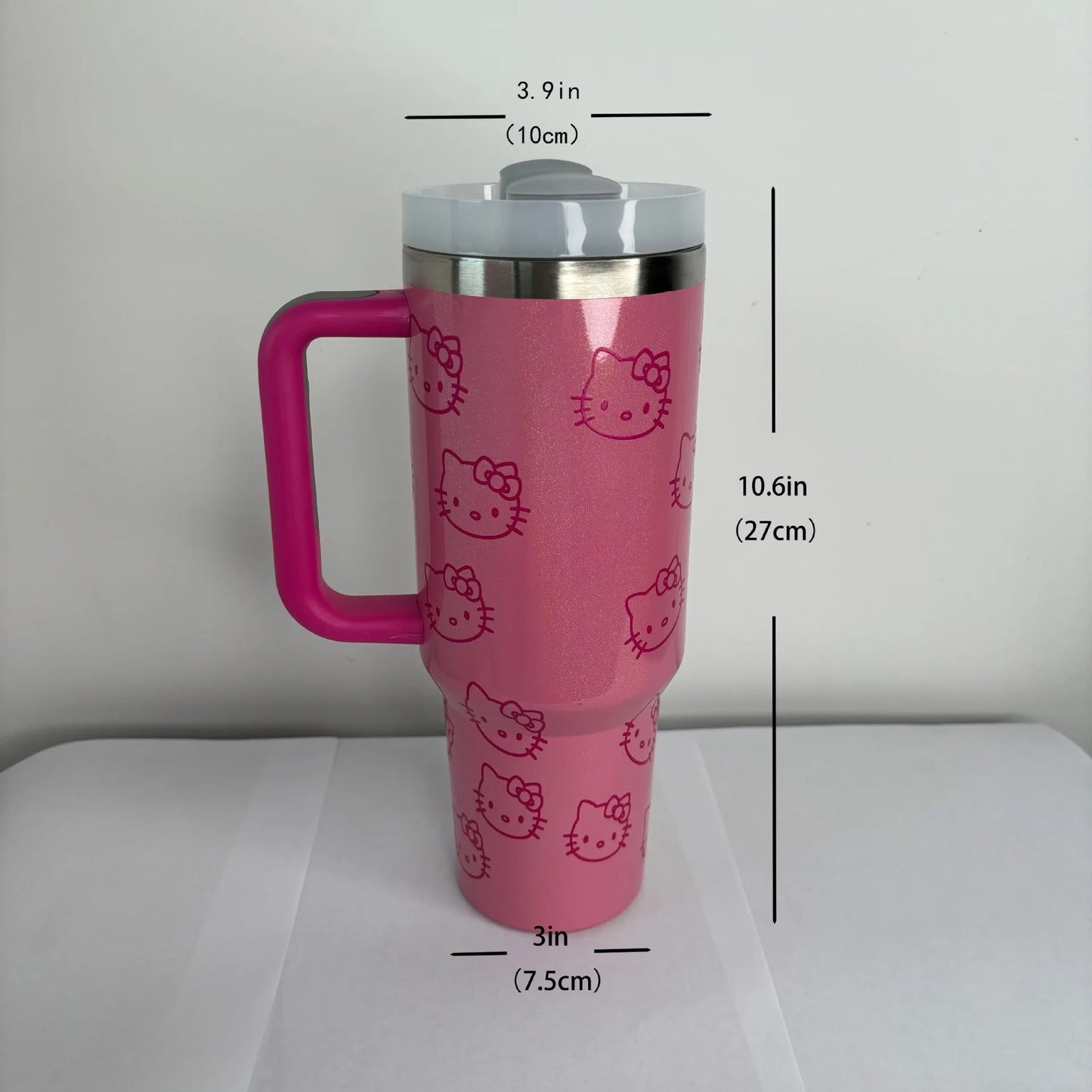 Miniso Sanrio HelloKitty 40Oz Stainless Steel Insulated Mug With Handle Straw Mugs Large Capacity Thermos Drinks Coke Coffee Mug