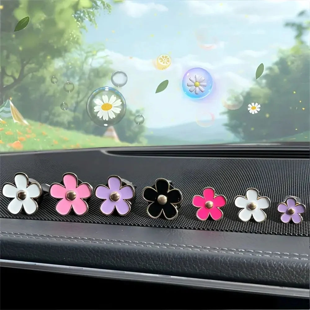 4pcs/set Small Car Air Outlet Perfume Decoration Clip Flower Daisy Design Car Interior Aromatherapy Fresheners Diffuser Access