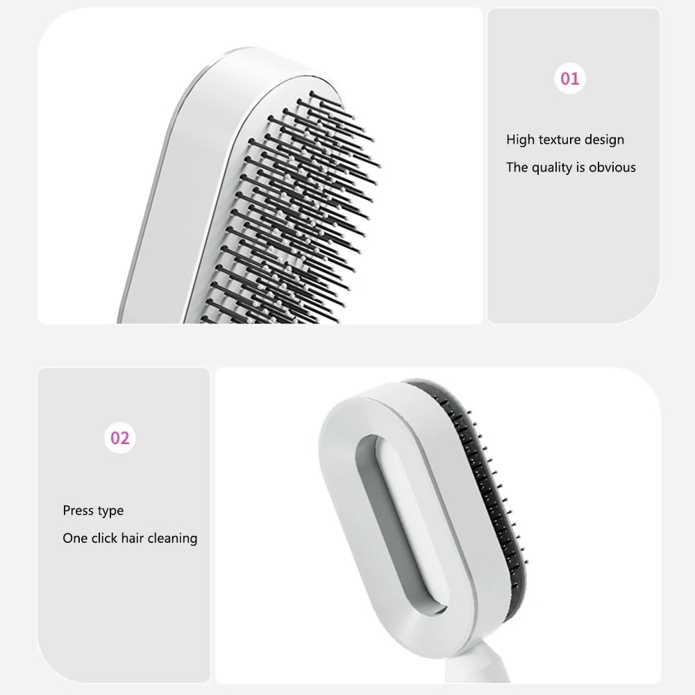 New Hair Brush One-Key Self Cleaning Detangling Scalp Air Cushion Combs Anti-static Scalp Massage for Women Grooming Tool