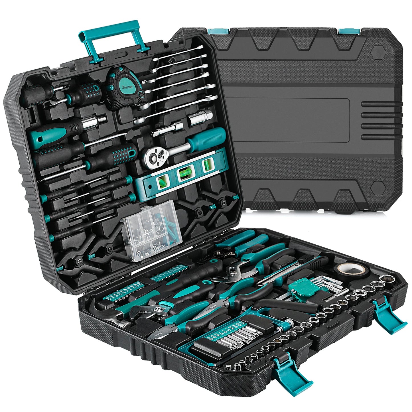 198 Piece Socket Wrench Auto Repair Tool Combination Package Mixed Tool Set Hand Tool Kit with Plastic Toolbox Storage Case