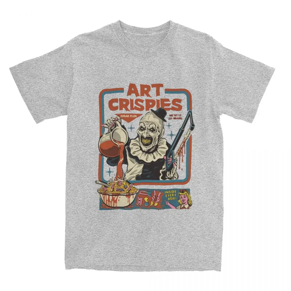 Art Crispies Terrifier Clown Shirt Apparel Men Women's Pure Cotton Fashion Retro Horror Tee Shirt Clothes Graphic Printing