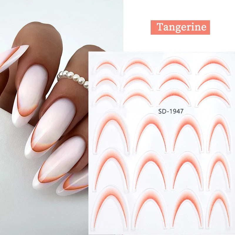 White Black French Line Nail Stickers Stripe 3D Gradient Lines Sliders DIY Stickers for Nails Nail Accessories Manicure Decor