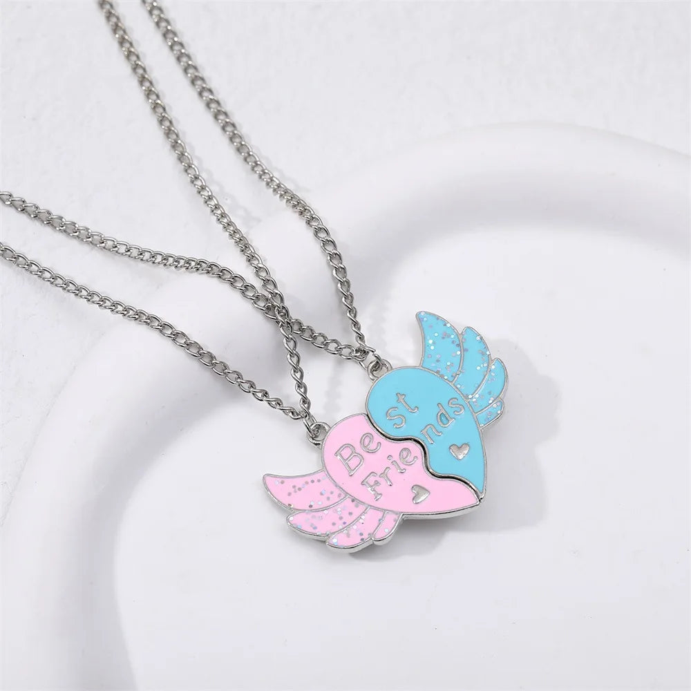 Fashion Best Friends Honey Love Couple Pendant Necklace 2 Pcs/ Set Chain Choke Broken Heart BFF Good Friendship Jewelry Gift