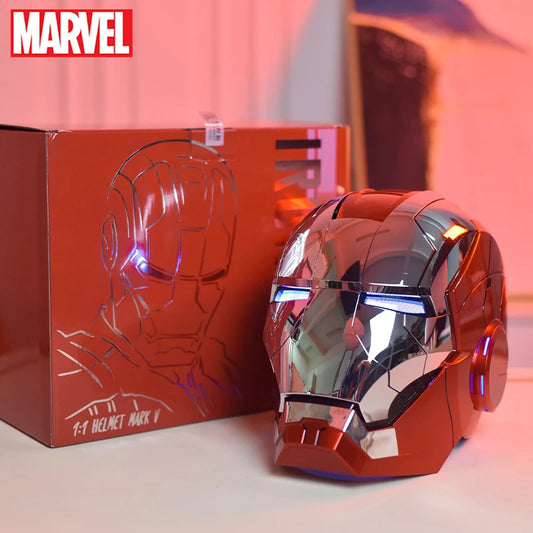 New AutoKing 1:1 Mk5 Iron Man Helmet Cosplay Voice Control Eyes with Light Model Toys for Adult Electric Wearable Christmas Gift