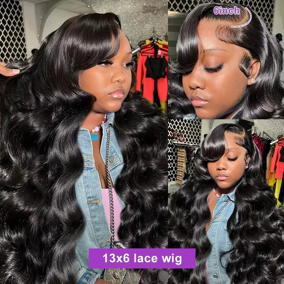 13x6 HD Transparent Body Wave Lace Frontal Human Hair Wig 30 40 Inch 13x7 Lace Front Wig 250 Density 6x6 Glueless Closure Wigs