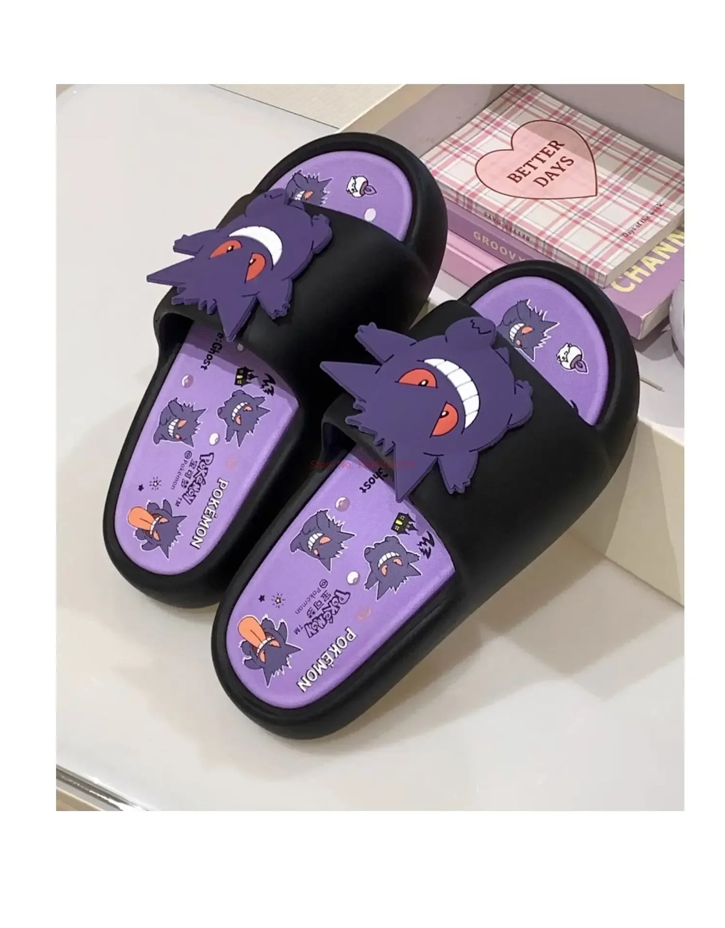 Pokemon Gengar Anime Peripheral Slippers For Men And Women Trendy And Cool Internet Infrared Anti Slip Eva Couple Slipper Gift