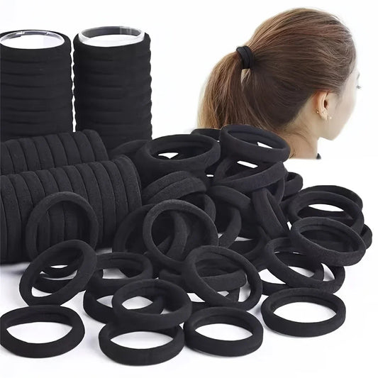 50-1000pcs Black Hair Ties Elastic Hair Bands Decorative Hair Accessories Set Holiday Gift For Girls Kids hair bands for girls