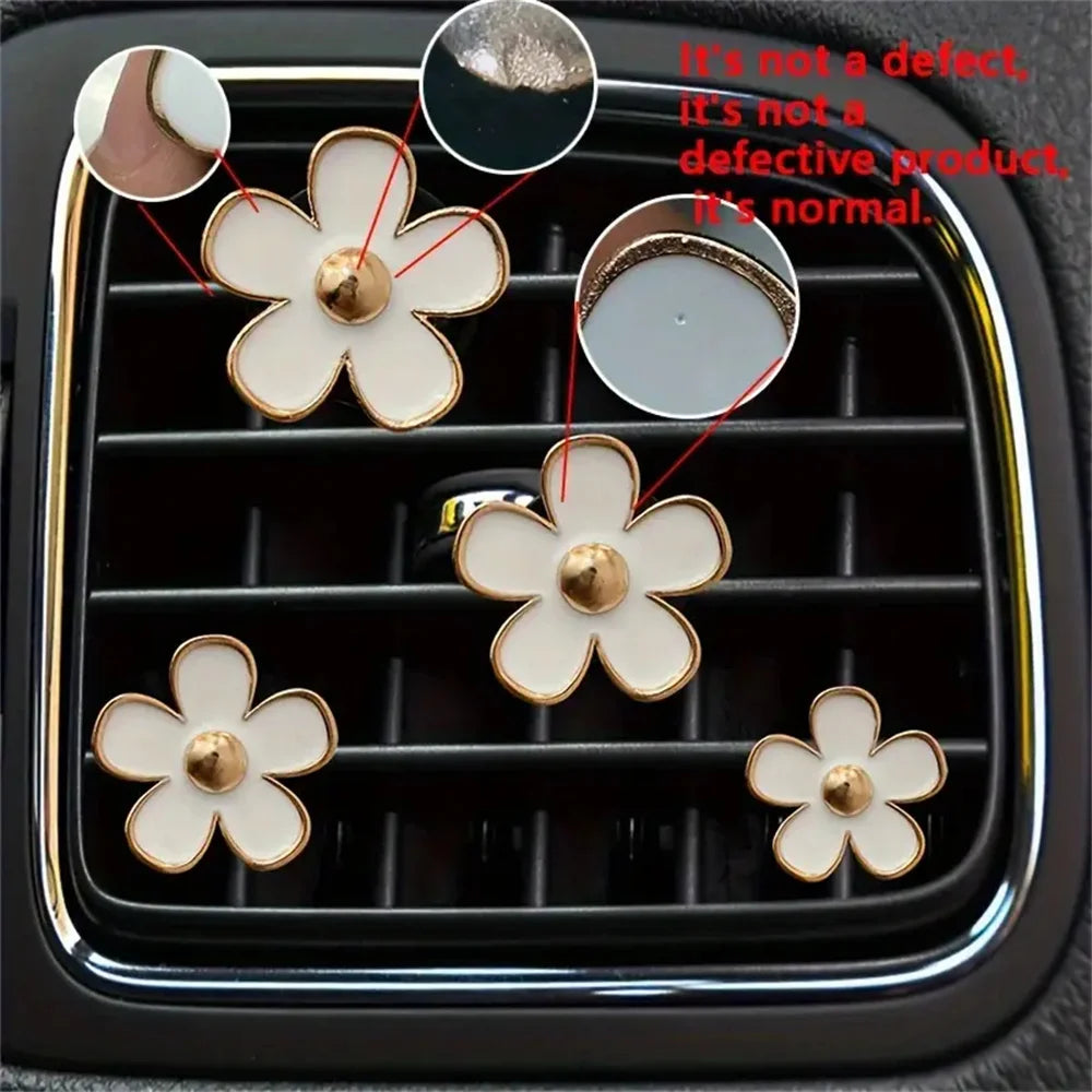 4pcs/set Small Car Air Outlet Perfume Decoration Clip Flower Daisy Design Car Interior Aromatherapy Fresheners Diffuser Access