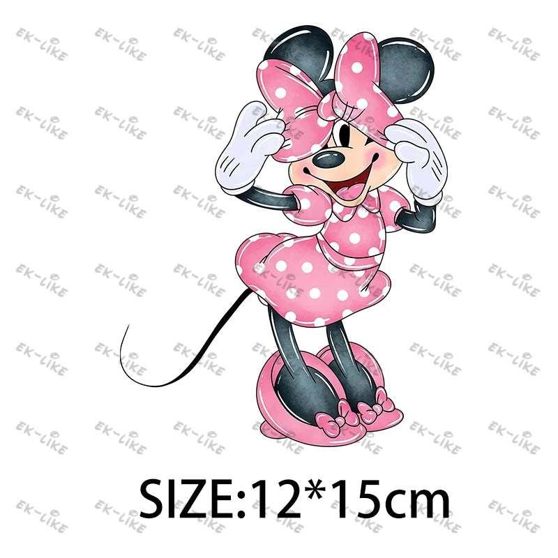 Bowknot Minnie Food Cake Pizza  Iron On Transfer Patches for Clothing DIY T-shirt Applique Decor Stickers on Fabric