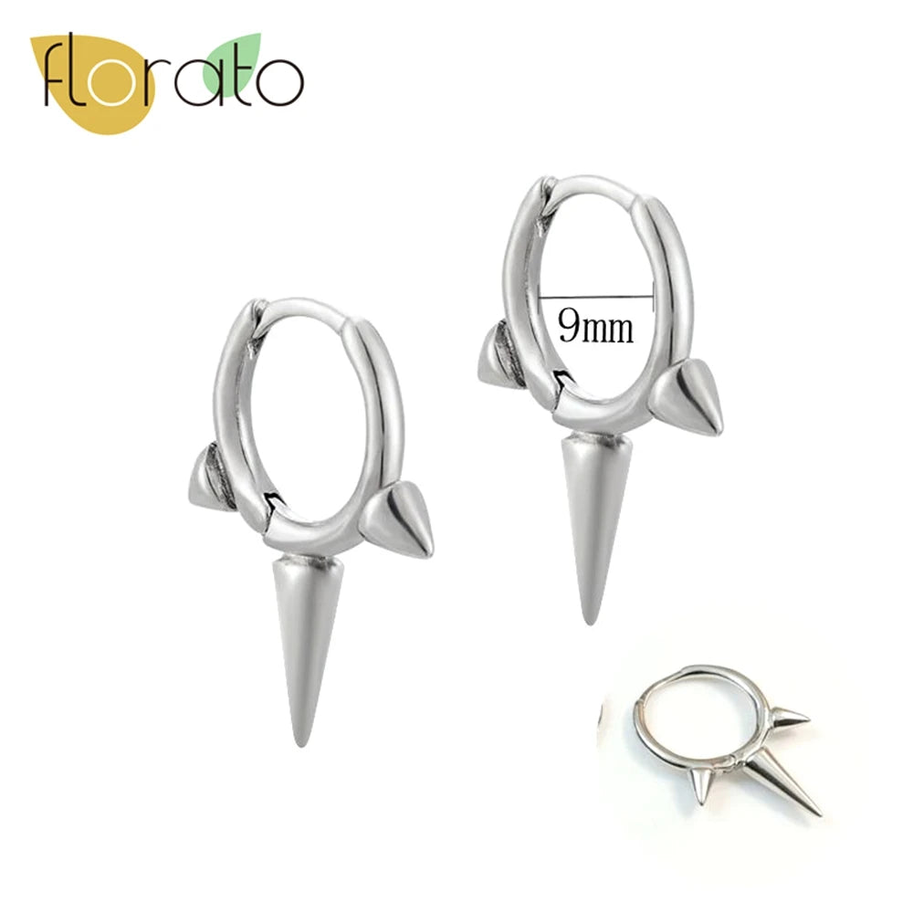 YUXINTOME 925 Sterling Silver Ear Needle Rivet Cone Buckle Piercing Huggie Hoop Earrings for Women Jewelry Accessories Earrings