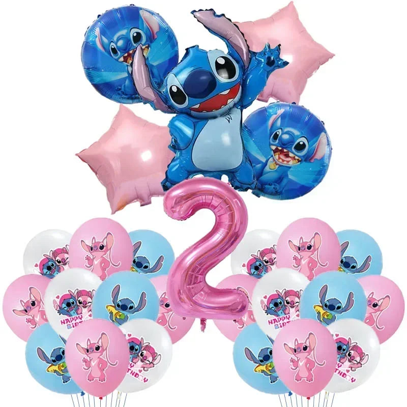 New Lilo & Stitch Birthday Party Decorations Stitch Foil Balloons Disposable Tableware Backdrop Plate Napkin Kids Party Supplies