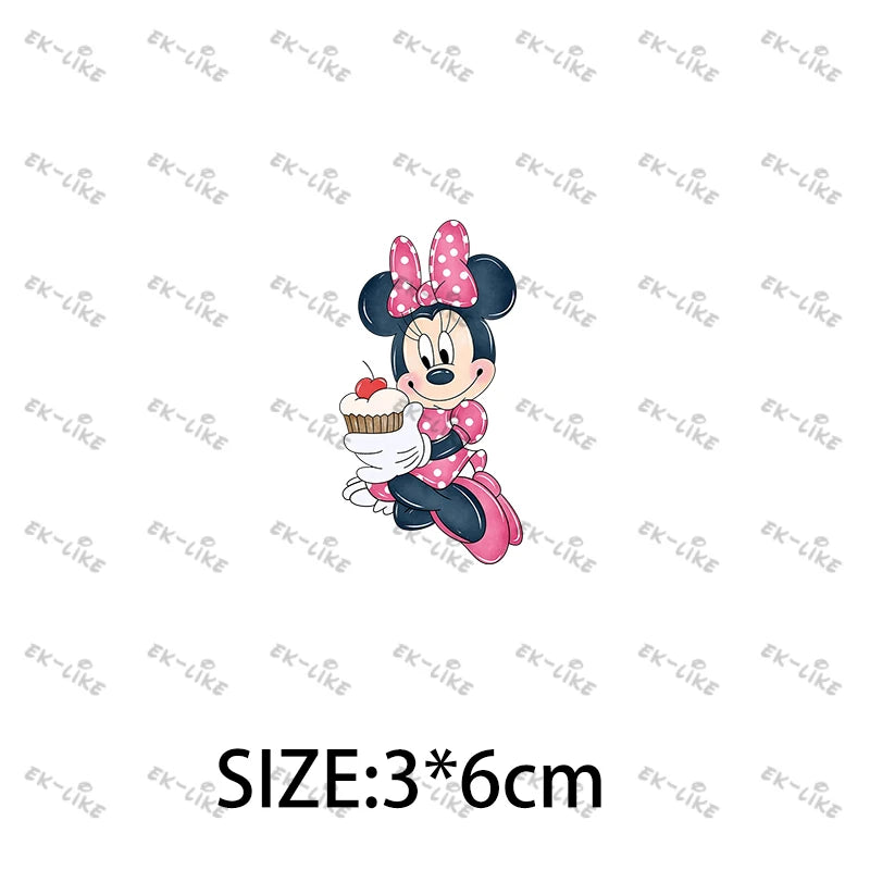 Bowknot Minnie Food Cake Pizza  Iron On Transfer Patches for Clothing DIY T-shirt Applique Decor Stickers on Fabric