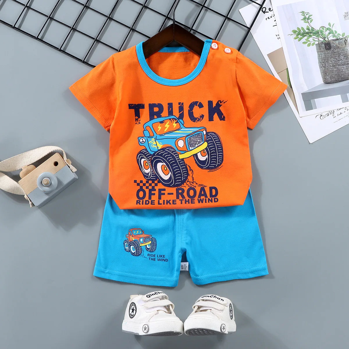 Fashion Kids Clothes Boys Girls Sets Top Shorts 2PCS 100% Cotton Soft Summer Children Baby Cloths T-shirt Shorts Toddler Suit