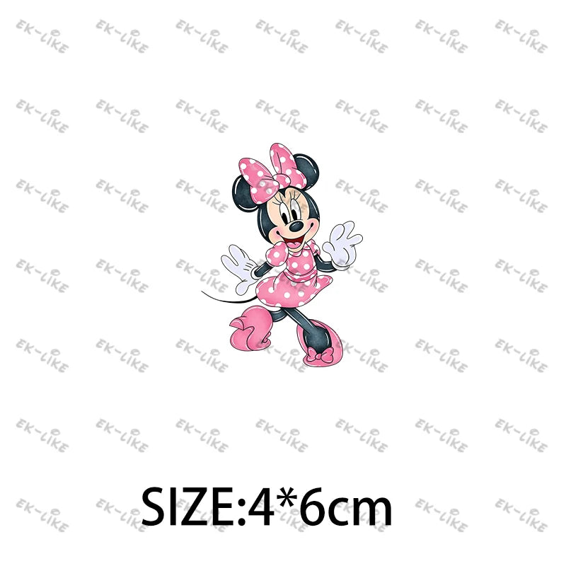 Bowknot Minnie Food Cake Pizza  Iron On Transfer Patches for Clothing DIY T-shirt Applique Decor Stickers on Fabric