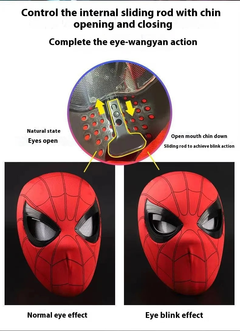 Halloween Spider Man Headset Eye Movement Touch Luminous Mask Funny Cool Role Playing Ring Remote Control Electric Blink Mask