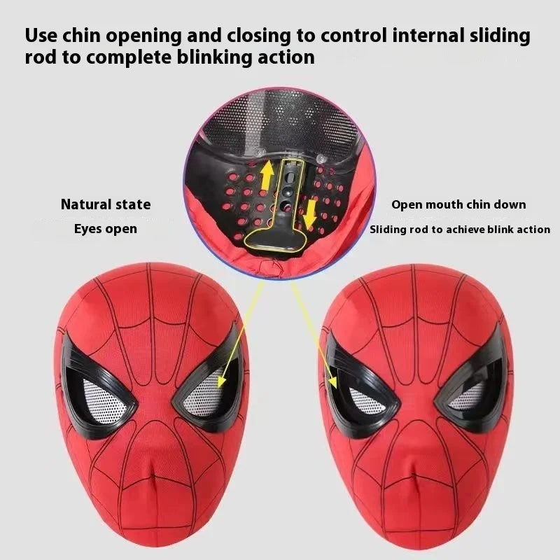 Halloween Spider Man Headset Eye Movement Touch Luminous Mask Funny Cool Role Playing Ring Remote Control Electric Blink Mask