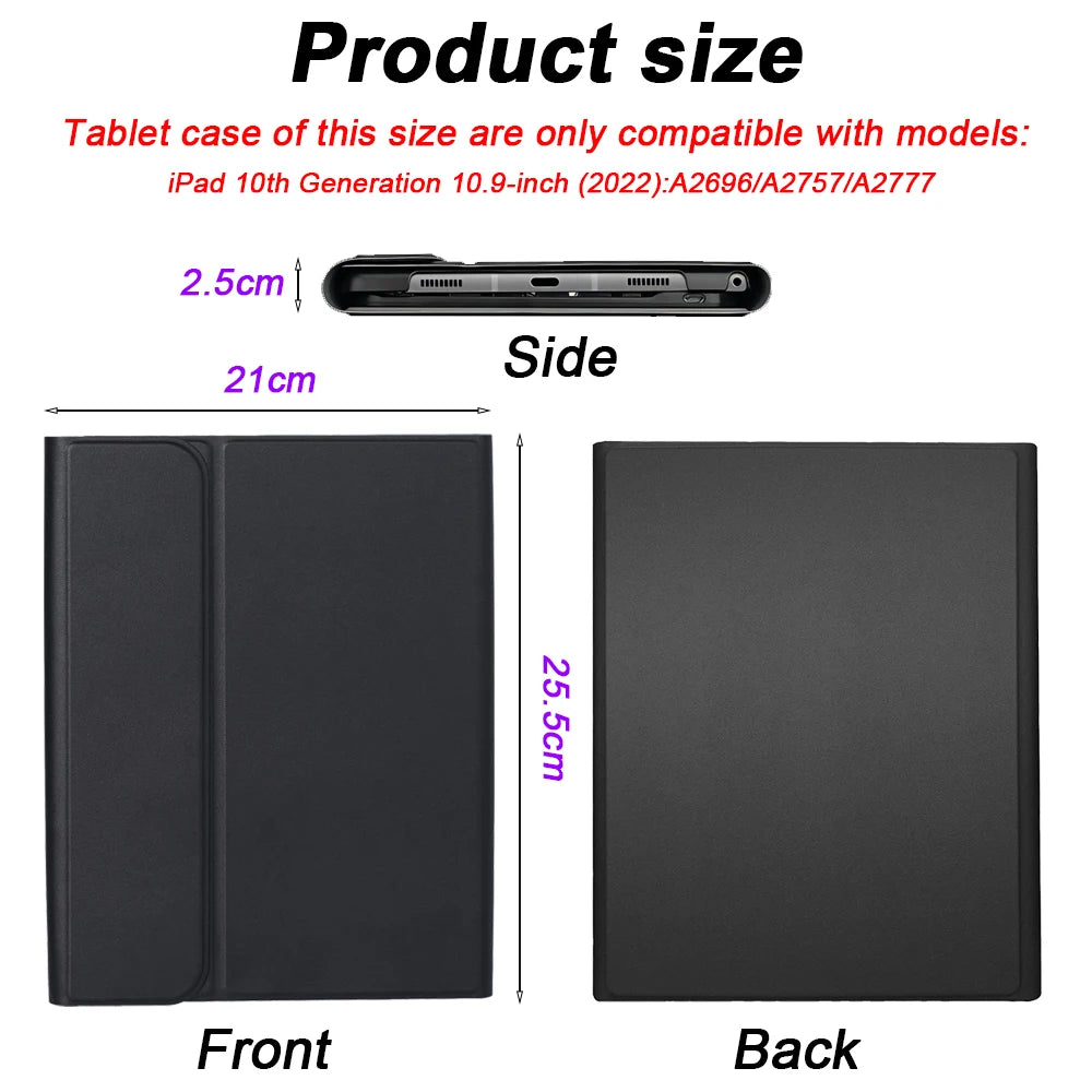 For iPad 10th Generation 2022 10.9 Inch Case with Keyboard,Detachable Wireless Bluetooth Keyboard+Tablet Cover For iPad 10th Gen