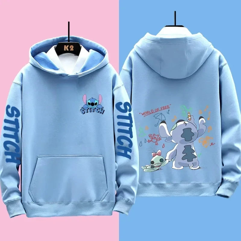 Miniso Funny Anime Autum Winter Men Women Hoodie Children Clothe Kid Girl Boy Lilo and Stitch Sweatshirt Manga Hoody Baby Casual