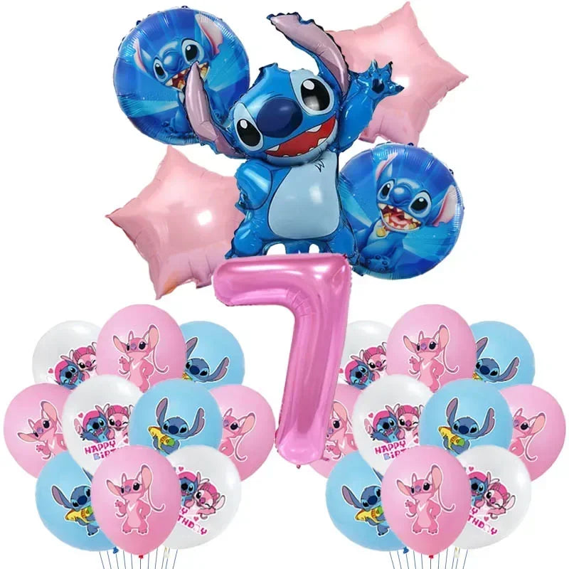 New Lilo & Stitch Birthday Party Decorations Stitch Foil Balloons Disposable Tableware Backdrop Plate Napkin Kids Party Supplies