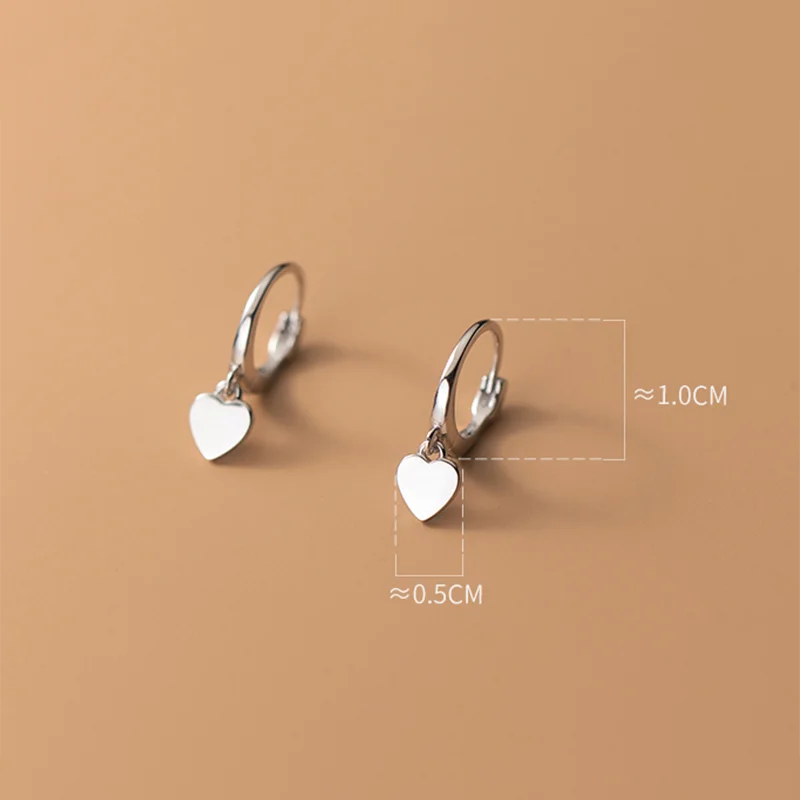 WOOZU 925 Sterling Silver INS Minimalism Sweet Love Heart CZ Zircon Hoop Earrings For Women Girl Small Ear Buckle Jewelry Gift