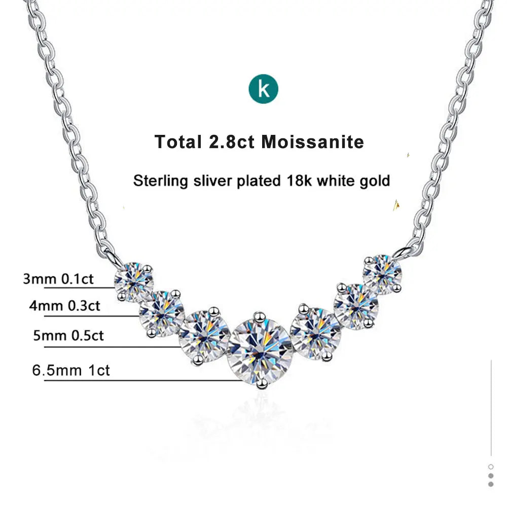 K.NOBSPIN Moissanite Necklace for Woman Wedding Fine Jewely with Certificates 925 Sterling Sliver Plated 18k White Gold Necklace