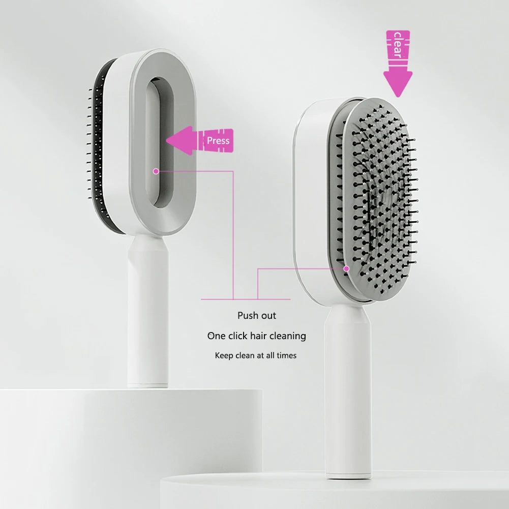 New Hair Brush One-Key Self Cleaning Detangling Scalp Air Cushion Combs Anti-static Scalp Massage for Women Grooming Tool