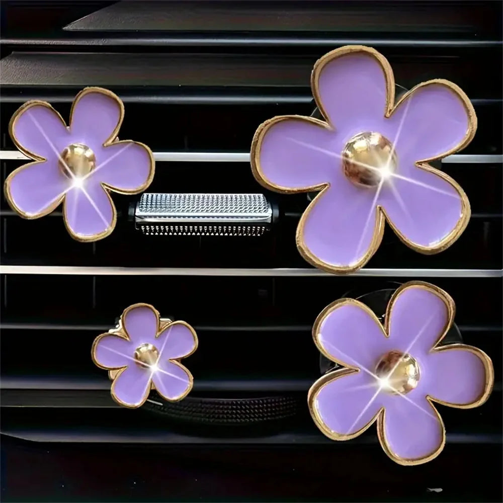 4pcs/set Small Car Air Outlet Perfume Decoration Clip Flower Daisy Design Car Interior Aromatherapy Fresheners Diffuser Access