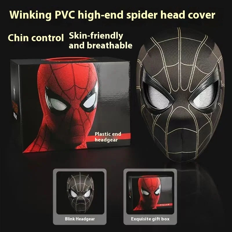 Halloween Spider Man Headset Eye Movement Touch Luminous Mask Funny Cool Role Playing Ring Remote Control Electric Blink Mask