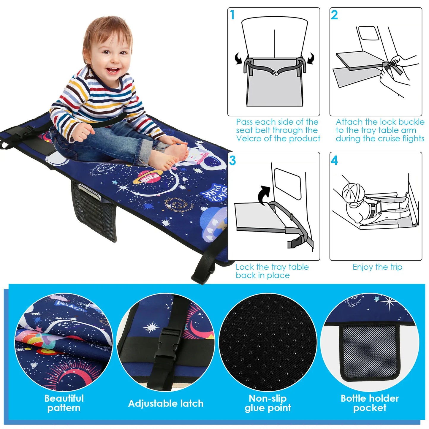 Kids Travel Airplane Bed Baby Pedals Bed Portable Travel Foot Rest Hammock Kids Bed Airplane Seat Extender Leg Rest For Kids