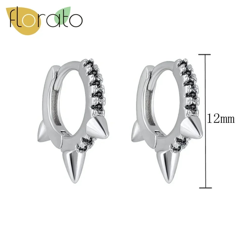 YUXINTOME 925 Sterling Silver Ear Needle Rivet Cone Buckle Piercing Huggie Hoop Earrings for Women Jewelry Accessories Earrings