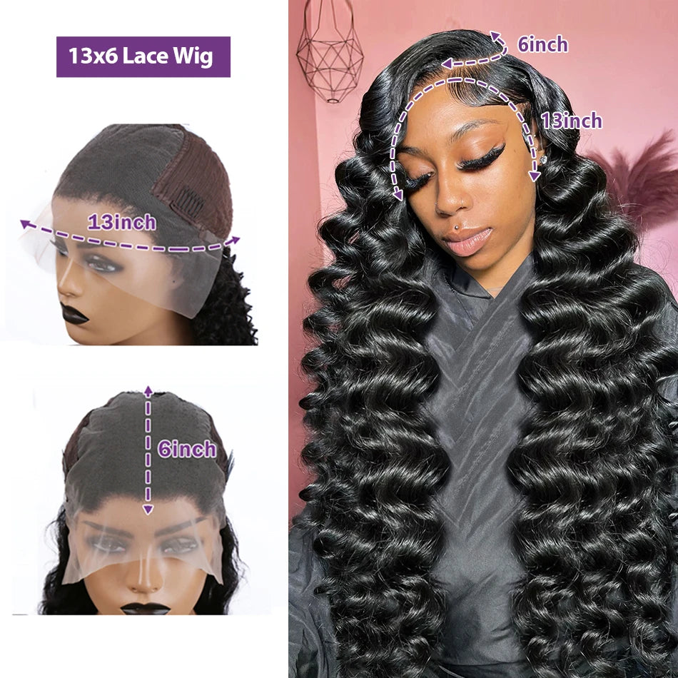 250 Density Loose Wave 13x6 HD Lace Front Wigs Human Hair Brazilian 30 40 Inch 13x4 Deep Curly Wave Lace Frontal Wig For Women