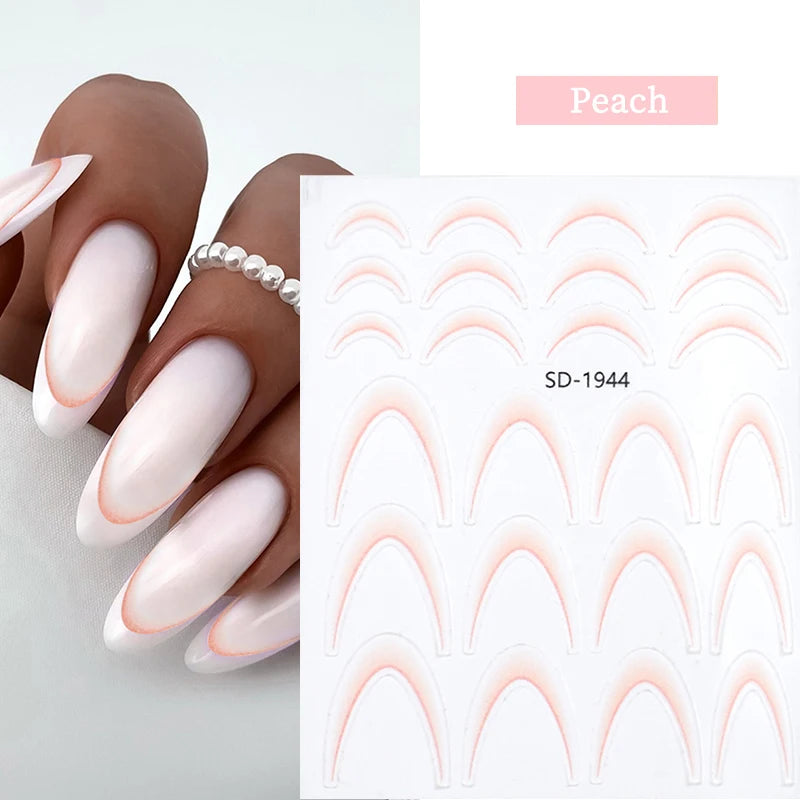 White Black French Line Nail Stickers Stripe 3D Gradient Lines Sliders DIY Stickers for Nails Nail Accessories Manicure Decor