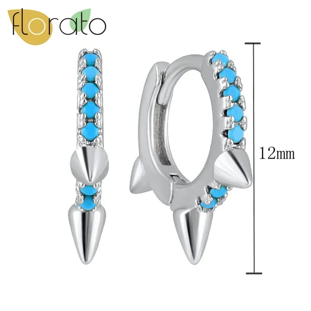 YUXINTOME 925 Sterling Silver Ear Needle Rivet Cone Buckle Piercing Huggie Hoop Earrings for Women Jewelry Accessories Earrings