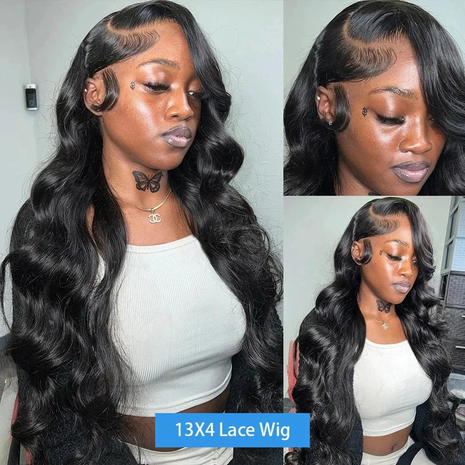 13x6 Body Wave Lace Front Wigs Human Hair 200% Density 13x4 Loose Wave Frontal Wig Pre Plucked HD Transparent Human Hair Remy