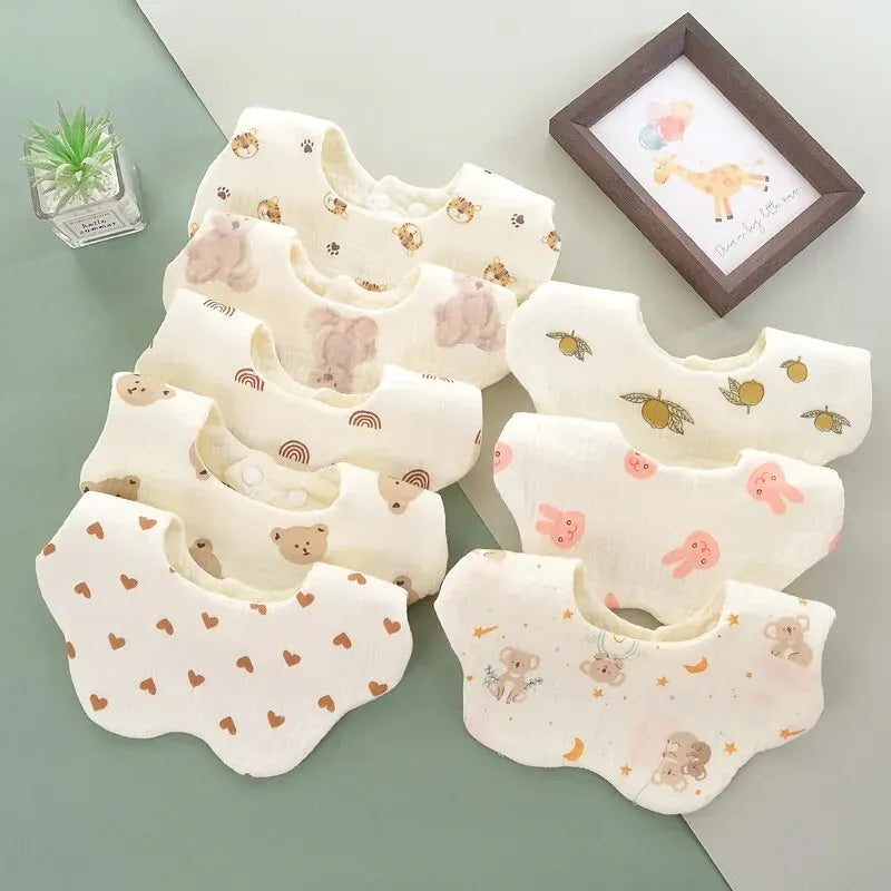 3PCS Cotton Gauze Baby Feeding Bibs Summer Soft Petal Infants Print Saliva Towel Newborn Toddler Burp Cloth Kids Bib