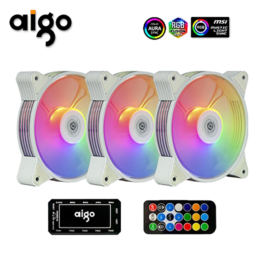 Aigo AR12 120mm pc computer Case Fan RGB Heatsink aura sync sata port 12cm Cooler argb Silent controller fan cooling ventilador