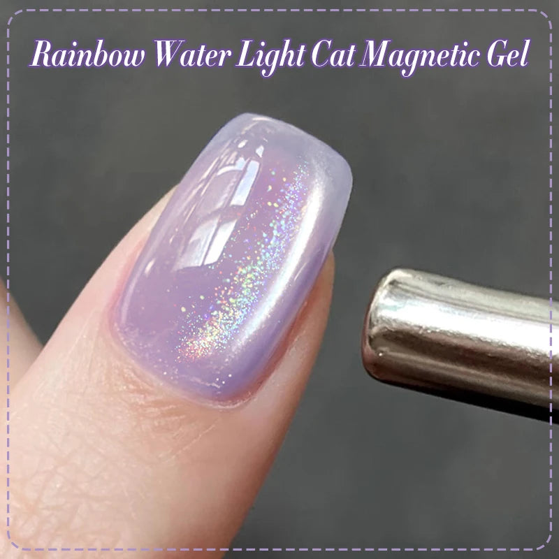 BORN PRETTY 10ml Rainbow Purple Water Light Cat Magnetic Gel Nail Polish Shining Super Sliver-light Holographics Soak Off UV Gel