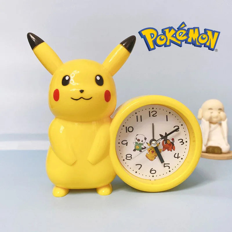 New Genuine Pokemon Anime Pikachu Catoon Kawaii Model Action Decoration Toy Children Alarm Pointer Clock Student Kids Gift