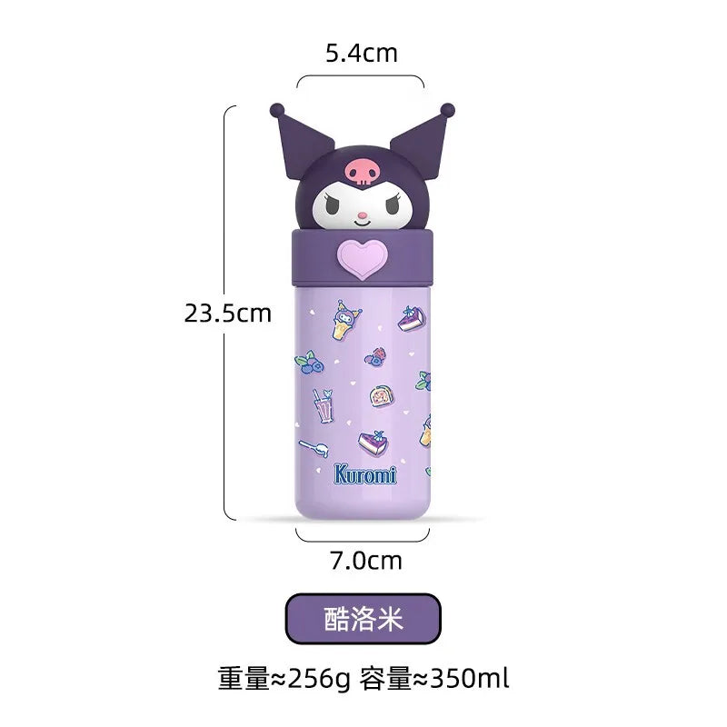 350ml Sanrio Hello Kitty Stainless Steel 316 Thermos Kawaii Kuromi Cinnamoroll Melody Kids Vacuum Flask Water Bottle Tumbler