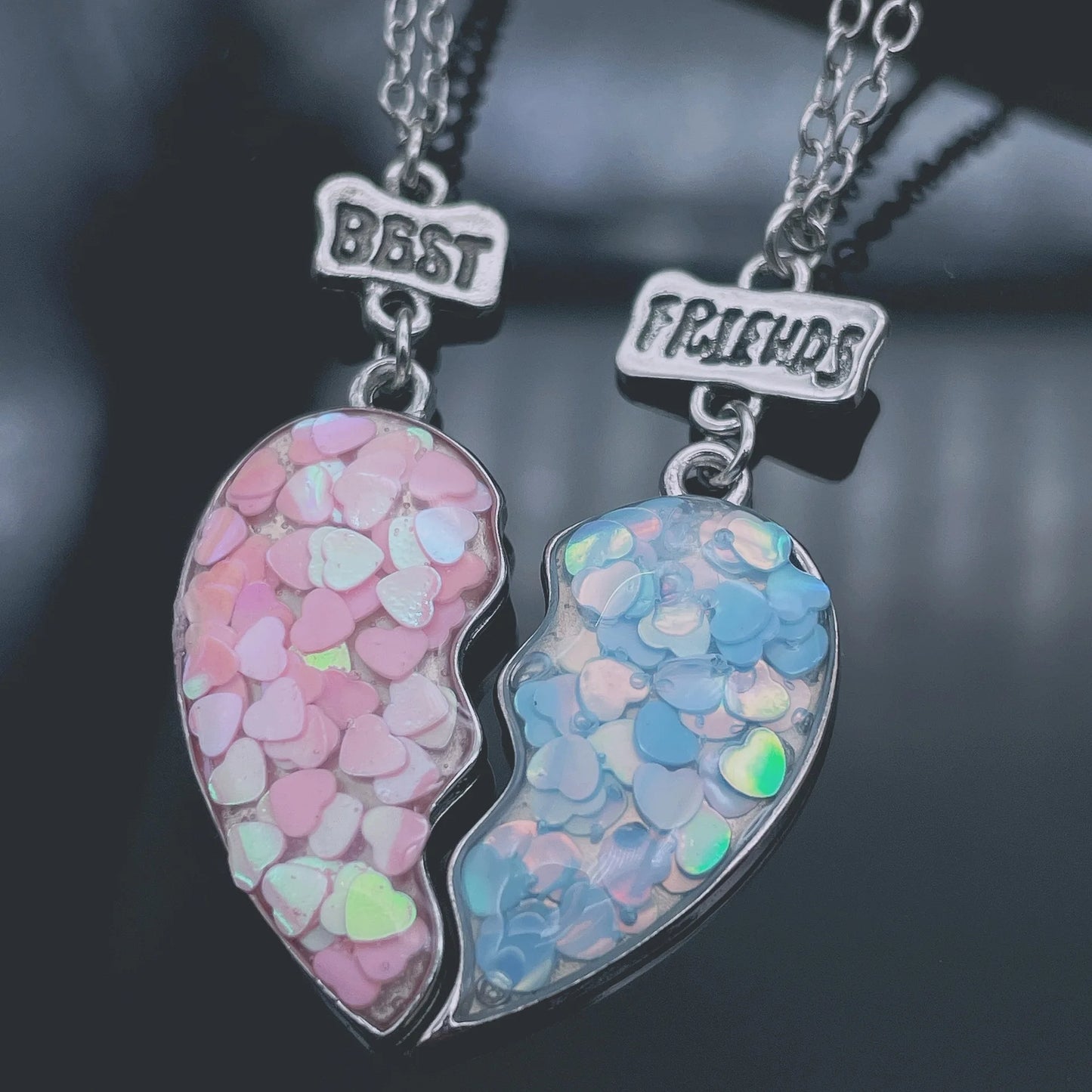 Fashion Best Friends Honey Love Couple Pendant Necklace 2 Pcs/ Set Chain Choke Broken Heart BFF Good Friendship Jewelry Gift