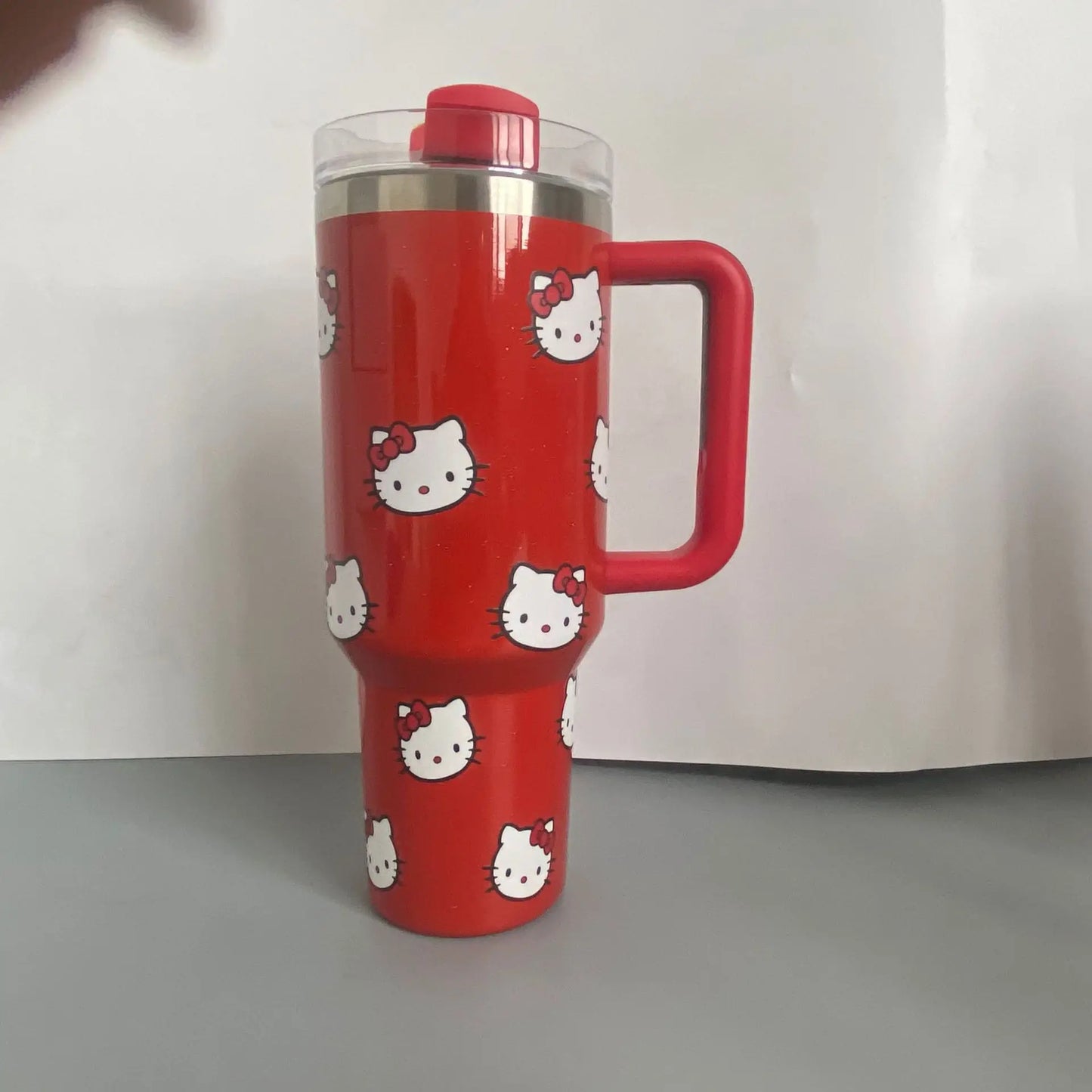 Miniso Sanrio HelloKitty 40Oz Stainless Steel Insulated Mug With Handle Straw Mugs Large Capacity Thermos Drinks Coke Coffee Mug