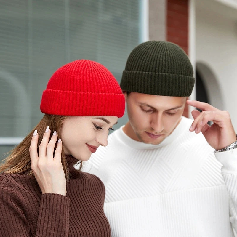 Knitted Hat for Men & Women Caps Wool Fashion Simple Warm Skullies Beanies Solid Autumn Winter Beanie Cap Trendy Style